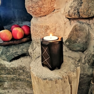 Teelichthalter handgefertigtes Geschenk Birkenholz rustikal skandinavisch rustikal Kerzenhalter - Teelichthalter Photophore en bois Witaberget