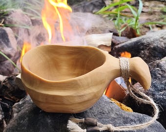 Kuksa Mug – Wooden Coffee Cup - Hand Carved Hiking Mug - Bushcraft Gear |  Witaberget