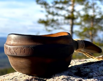 Kuksa Wooden Coffee Cup | Handmade Camping Mug | Bushcraft & Survival Gear | Birch Outdoor Mug | Witaberget