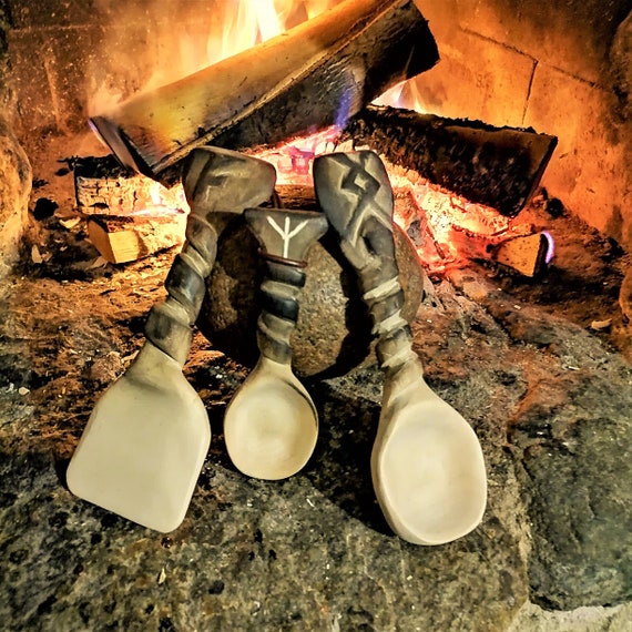 Spoon/spatula Set,travel Gear, Bushcraft Gear,outdoor Cooking Set,holz  Löffel,home Deco,kitchen Utensil in Birch Wood Hand Carved Witaberget -   Canada