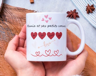 Personalisierte Tasse „Oma und Herzchen“