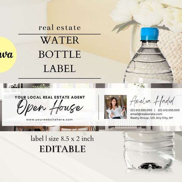 Open House Water Bottle Label, Open House Bottle Tag, Real Estate Water Bottle Label, Realtor Water Bottle Label, Open House Label