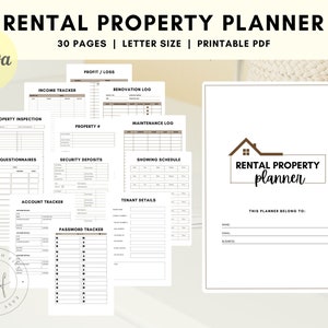 Rental Property Management Planner, Printable Rental Property Planner, Rental Application, Ledger, Landlord Checklist, Real Estate Planner,