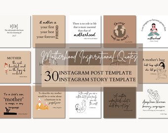 60 Motherhood Inspirational Quote Instagram | Motherhood Quotes | Motivational Instagram Template | Minimalist and Aesthetic Instagram Posts