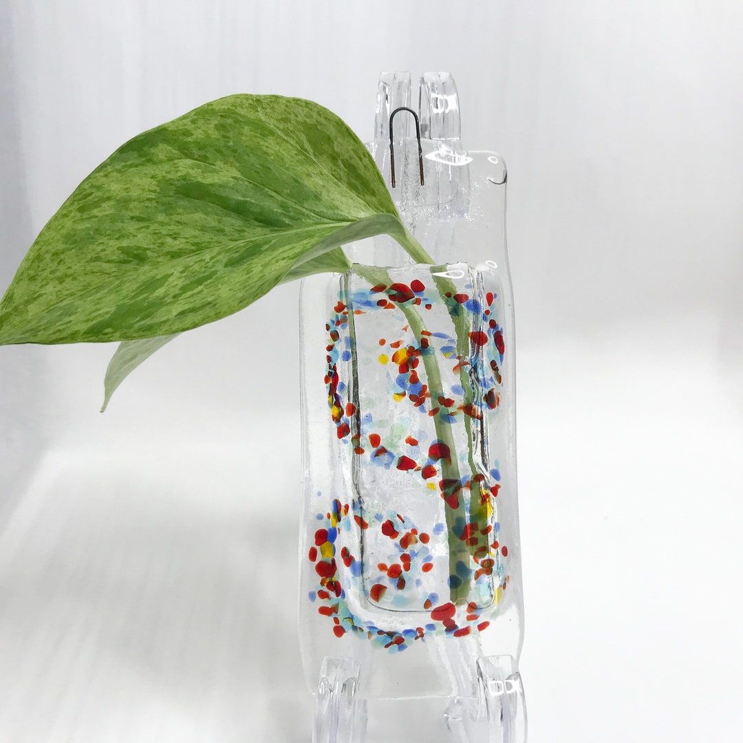 Fused Glass Wall Pocket Bud Vase Etsy