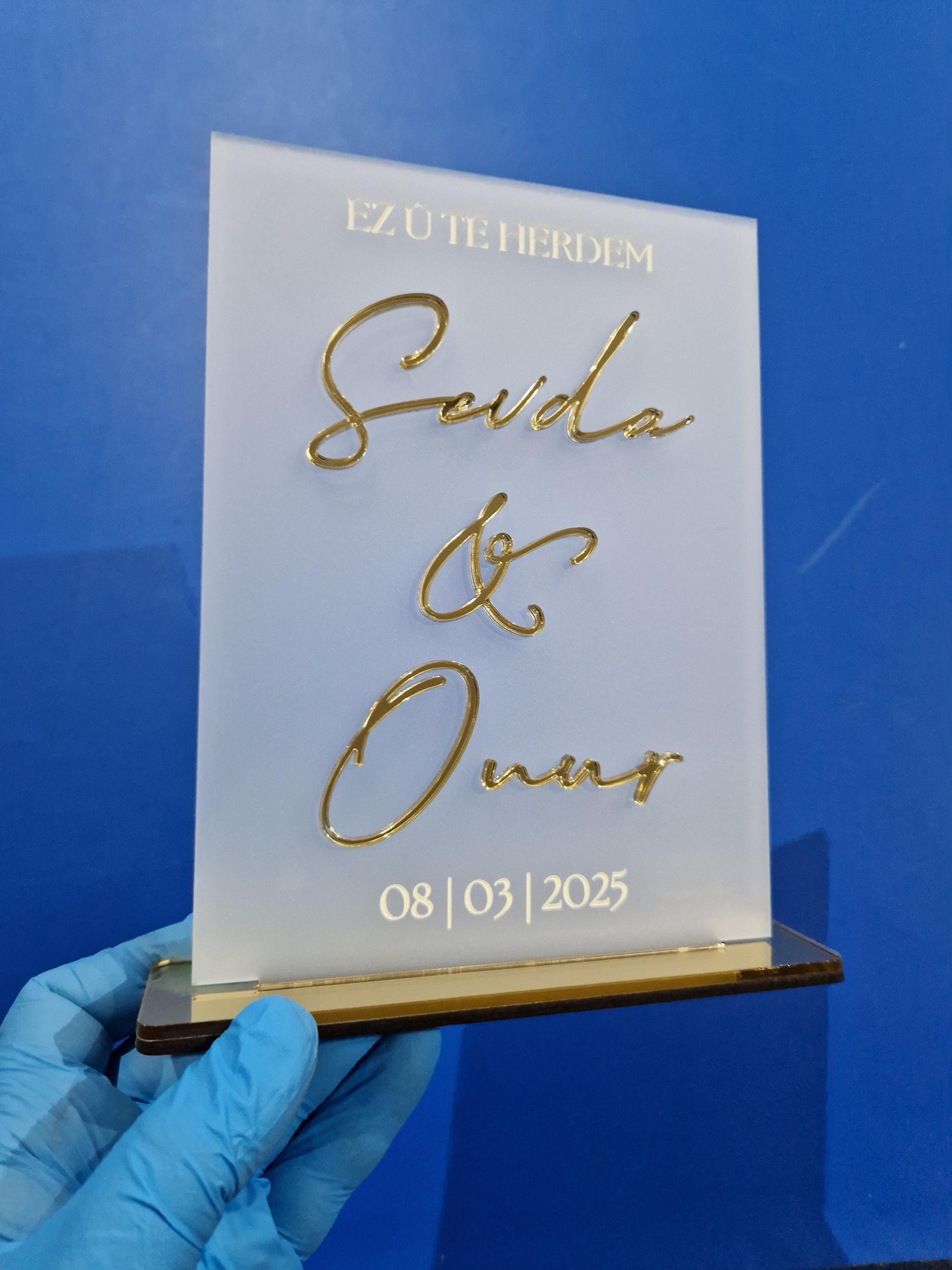 Porte-nom, porte-nom de table, plaque signalétique, porte-nom, décoration de table, porte-nom, Söz, Nikah, mariage, fiançailles