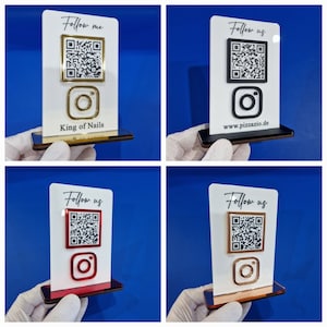 QR Ständer, Aufsteller,  Visitenkarte, Scannen, Socialmedien, Bewertung, QRCode, Google Bewertung Ständer, Instagram, Facebook, Messe