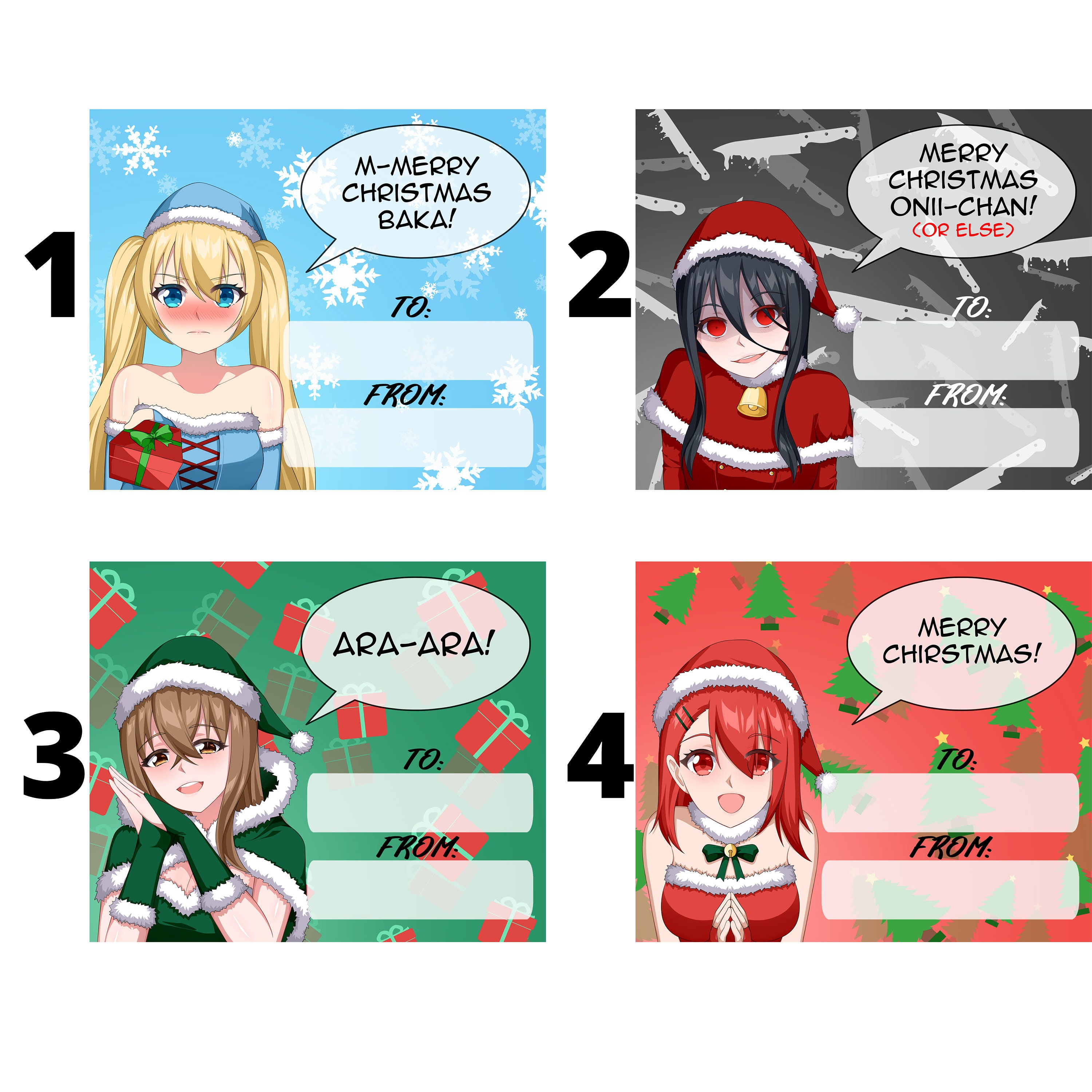 hjerte Advarsel mekanisme Christmas Gift Labels Anime Christmas Labels Funny - Etsy