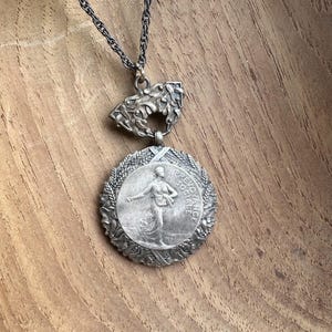 Vintage Necklace Charm | Antique Necklace | Vintage Coin Necklace| Prevoyance Sociale Pendant