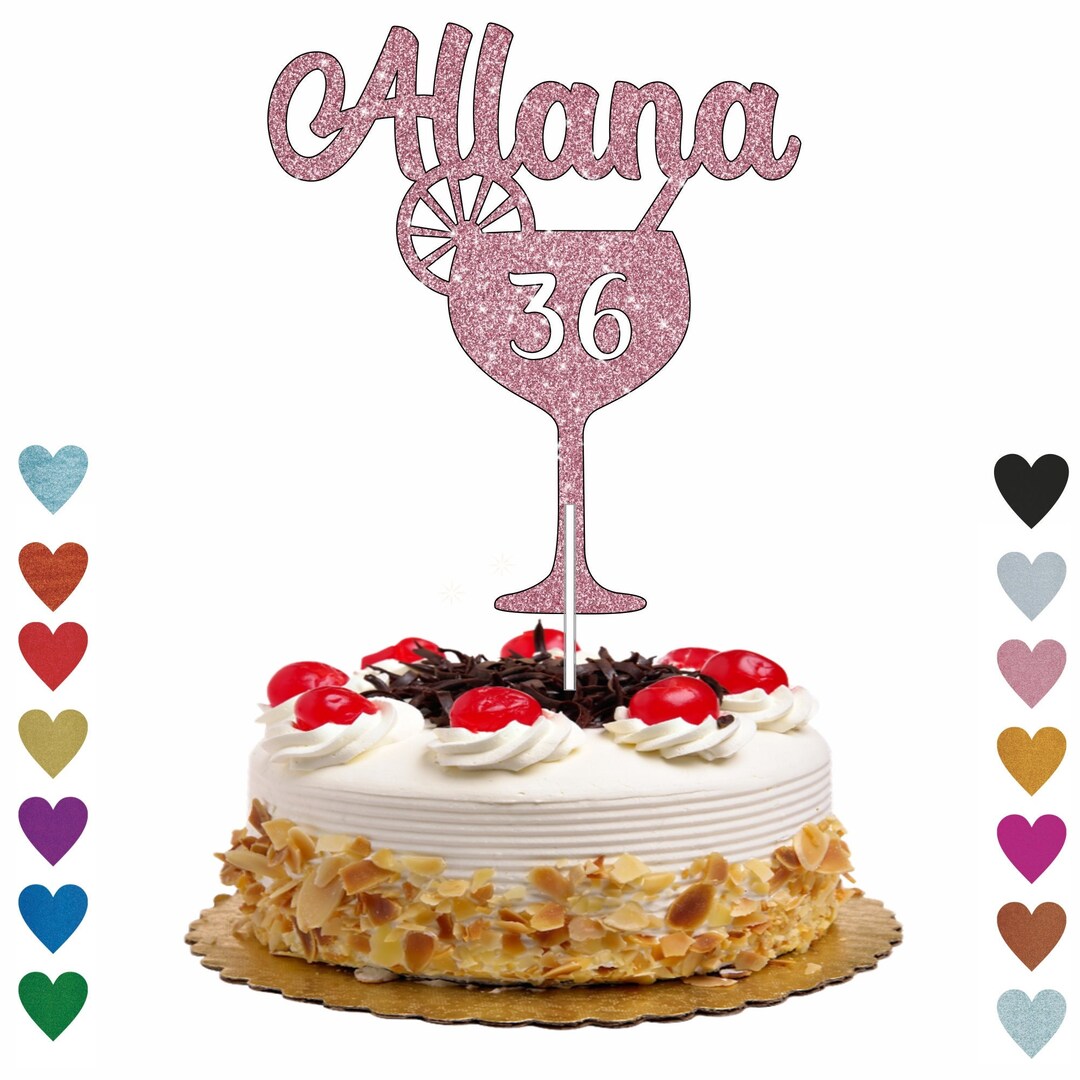 Cocktail Glass Cake Topper Personalised Birthday Cake Topper Etsy UK