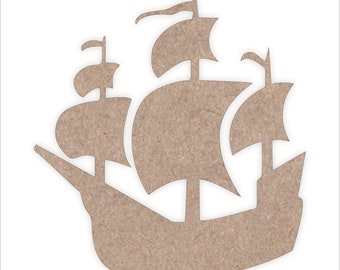 Pirate Ship Laser Cut Out Wood Shape Craft Supply Thickness