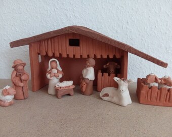 Christmas crib made of clay; unique