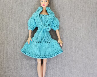 Blue dress & shawl with cardigan for Integrity toys dolls, Poppy Parker, Nuface, Barbies