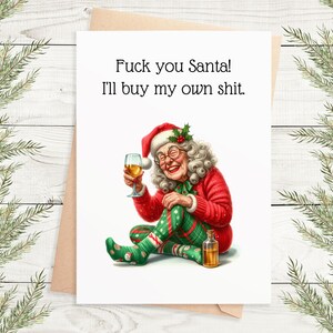 Tarjetas navideñas divertidas e imprimibles de abuela mala: juego de 4, tarjeta de 5 x 7, PDF, descarga instantánea, impresión y corte
