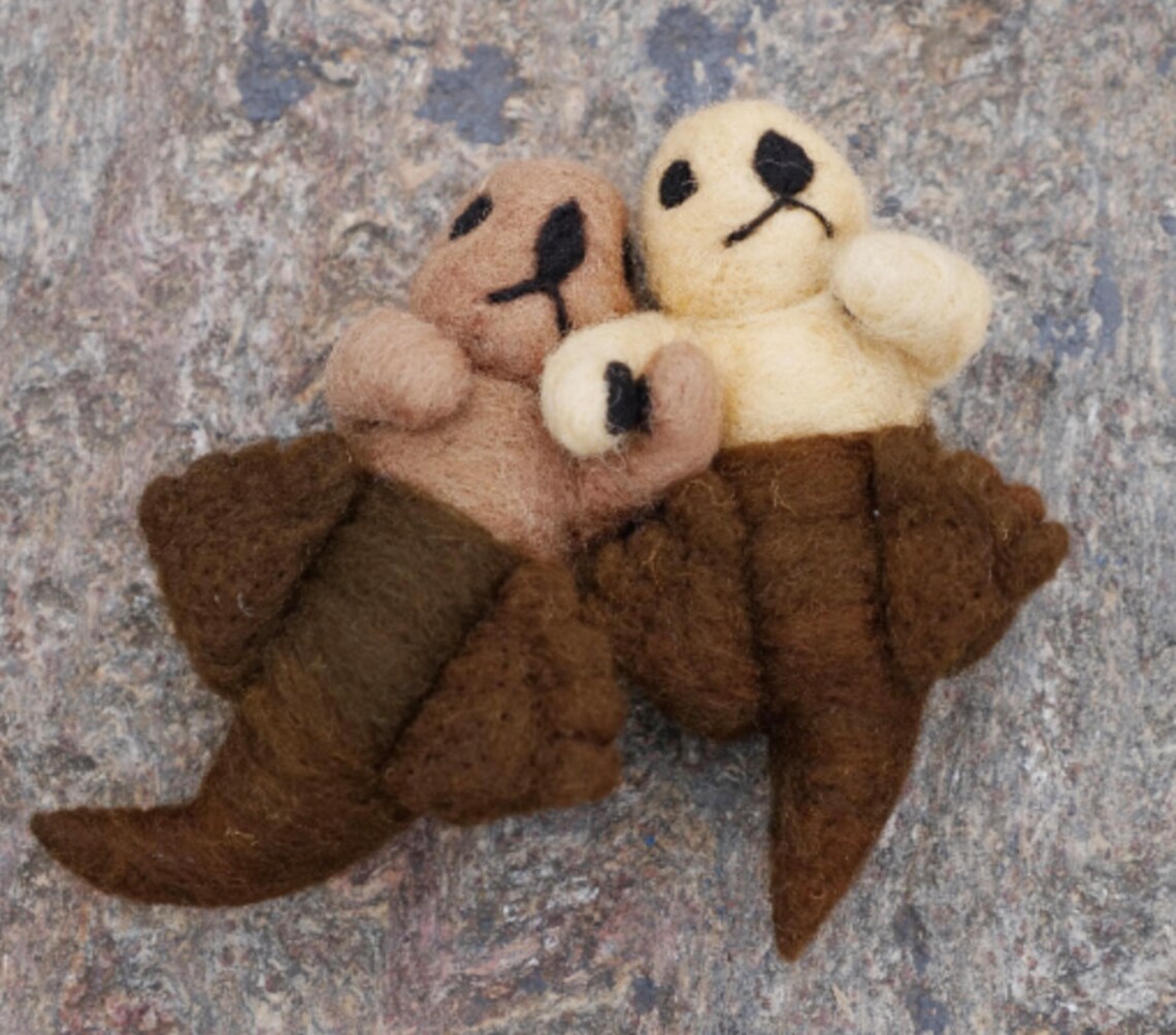 Needle Felted Sea Otter Pair Etsy