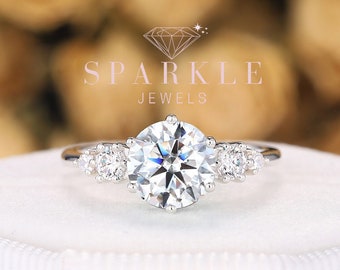 Vintage Round Cut Moissanite Engagement Ring, Unique Moissanite Wedding Ring ,14K Rose Gold Moissanite Promise Ring Art Deco Moissanite Ring