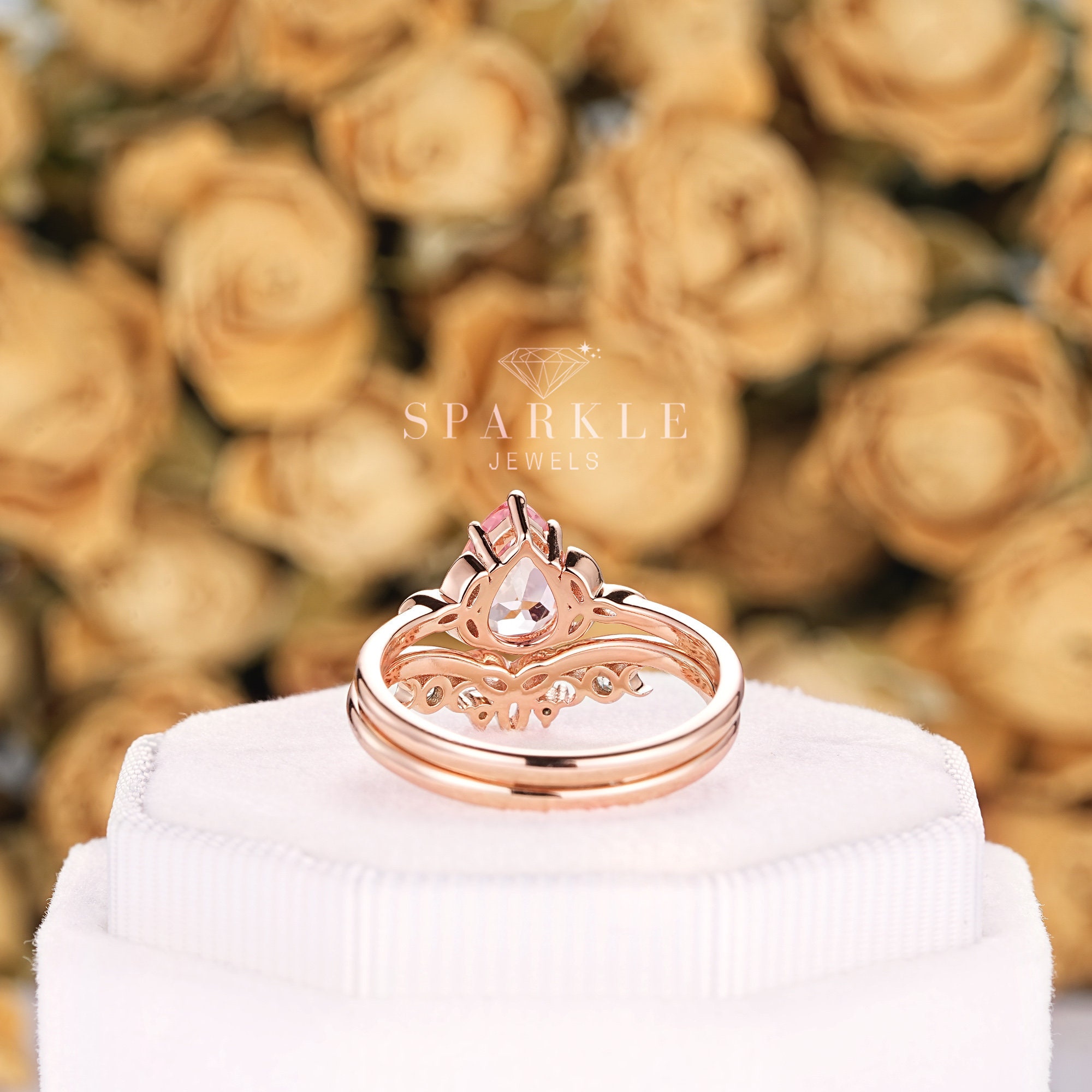 Buy Vintage Pear Shape Pink Sapphire Celtic Knot Engagement Ring