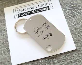 Handwriting Laser Engraved Key FOB Chain ~  ~ Stainless Steel ~ Free Shipping Canada ~ Gift Box Included