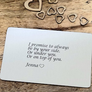 Wallet Card Insert  Laser Engraved  ~ Gifts for Him or Her