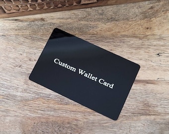 Black Wallet Card Insert Laser Engraved Ultra Thin Aluminum ~ Gifts for Him or Her ~ Free Shipping Canada