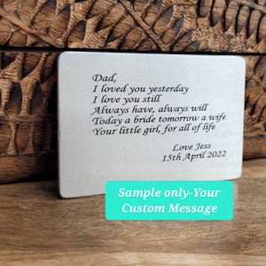 Wallet Card Insert Custom Laser Engraved