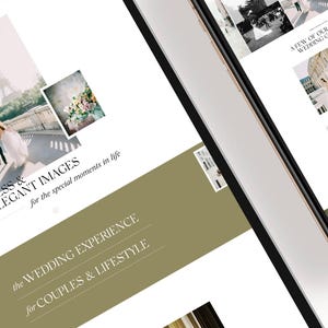 May include: A website homepage for a wedding photographer, featuring a couple walking hand-in-hand in front of the Eiffel Tower. The text "TIMELESS & ELEGANT IMAGES for the special moments in life" is displayed on the page. The website also features a gallery of wedding photos.