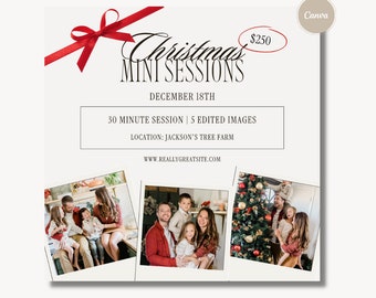 Christmas Mini Session Template, Holiday mini session, Instagram Post, Canva Template, Christmas Minis, Photography marketing