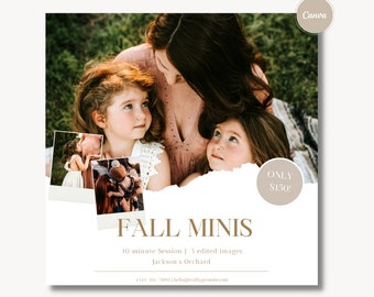 Fall Mini Session Template, Canva Template, Fall Template, Mini Session Templates, Autumn Session Template, Photographer marketing, Canva