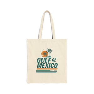 Gulf of Mexico Cotton Canvas Tote Bag, Beach Bag, Eco-Friendly Shopping Tote, Summer Vibes, Gift for Travelers, Reusable Grocery Bag