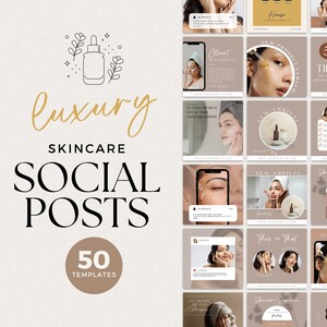 Plantilla de Instagram Canva para el cuidado de la piel, plantillas para publicaciones de Instagram sobre el cuidado de la piel, plantillas para redes sociales, publicaciones de esteticistas, Instagram sobre spa, publicaciones de belleza