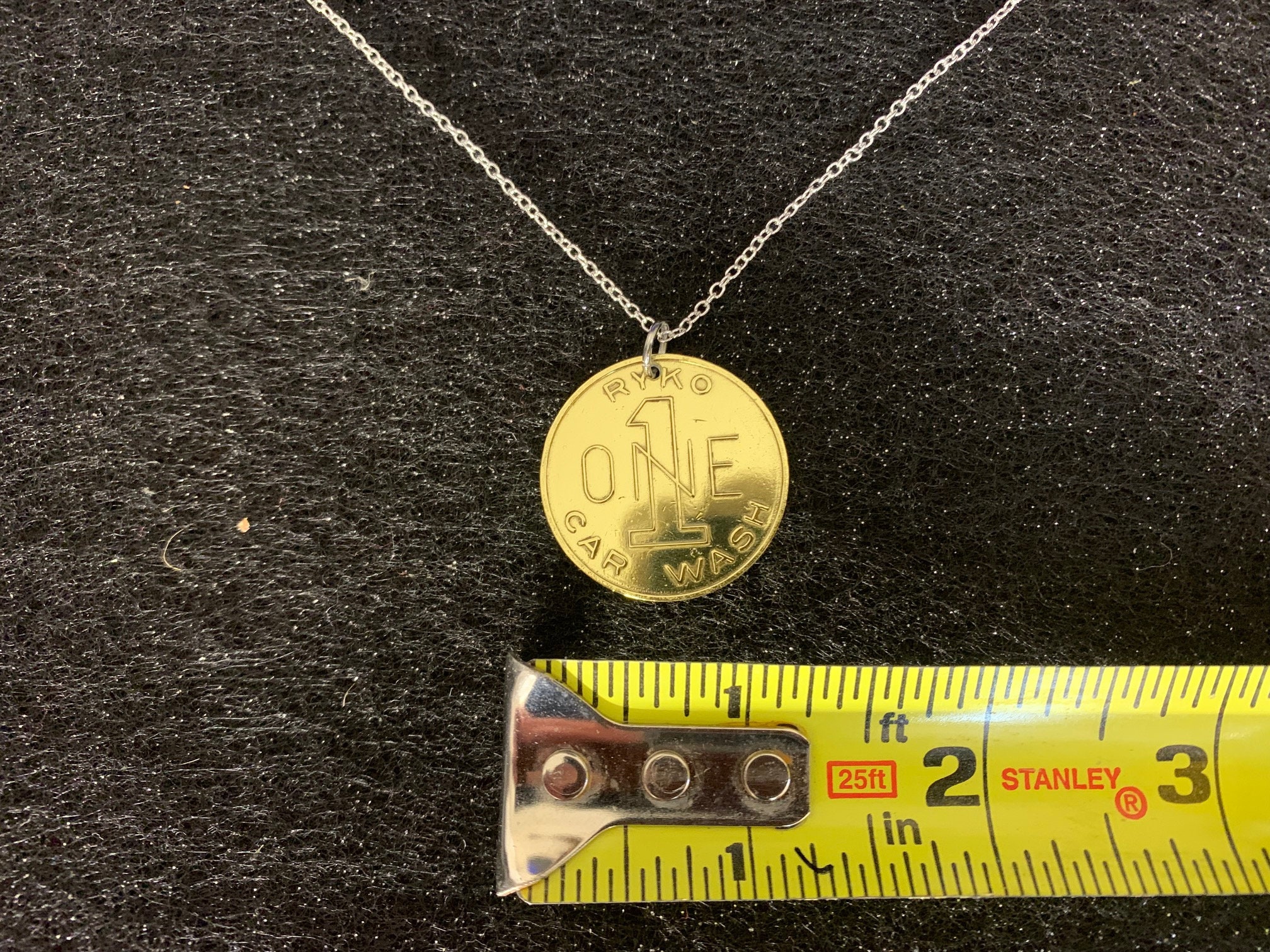 RYKO CAR WASH Token Necklace Brass Car Wash Token 18 Necklace Polished