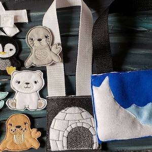 Pretend play/ finger puppets/ learn and play/ Artic friends finger puppets w/ bag
