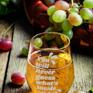 GIFT For HIM,Gift for HER ,Personalized Etched Stemless Wine Glass | Custom Wine Glass, Personalized Gift, Bridesmaid Gift