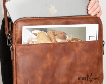 Personalized Leather Laptop Cover, Macbook Pro Case, 14 inch and 16 inch, Macbook air case, Women Laptop Bag, Customized Computer Sleeve