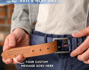 Personalized Leather Belt for Husband, Hidden Message Inside, Anniversary Gift for Him, Custom Engraved Belt, Birthday Gift Boyfriend