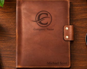 Personalized Leather Portfolio, Custom Executive Padfolio, Business Organizer, Corporate Gift, Refillable Leather Journal