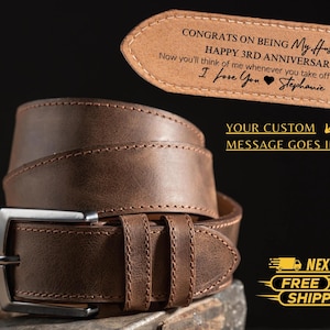 Custom Leather Belt for Daddy, Father’s Day Gift for Boyfriend, Unique Gift for Husband, Personalized Leather Belt Anniversary Handmade Belt image 10