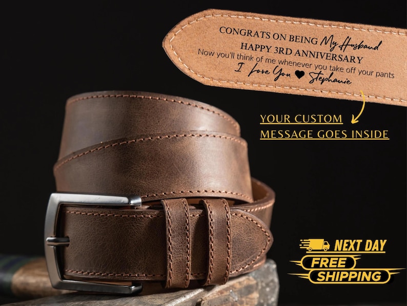 Custom Leather Belt for Daddy, Father’s Day Gift for Boyfriend, Unique Gift for Husband, Personalized Leather Belt Anniversary Handmade Belt image 10