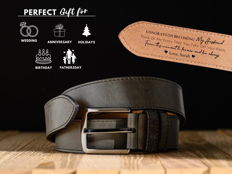 Custom Leather Belt for Daddy, Father’s Day Gift for Boyfriend, Unique Gift for Husband, Personalized Leather Belt Anniversary Handmade Belt image 11