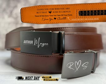 Men&#39;s Leather Belt, Personalized Groomsmen Belt, LegendaryHide PrecisionFit Leather Ratchet Belt, Unique Gift for Husband