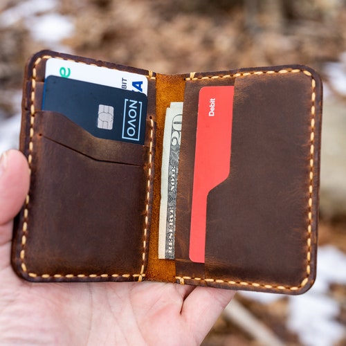 Small Front Pocket Wallet Slim Leather Wallet Personalized Etsy