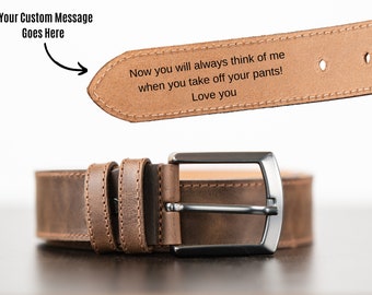 Custom Leather Belt for Him, Valentines Gift for Boyfriend, Unique Gift for Husband, Personalized Leather Belt Anniversary, Handmade Belt