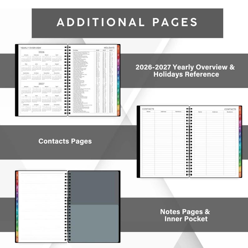 Refillable 2026-2027 Leather Planner, Personalized Leather Journal A5 Size | Leather Organizer with Pen | July 2026-June 2027 Dated Planner image 6