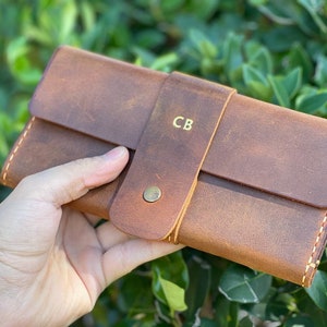 Regalo para ella, Cartera Stella para mujer, Cartera de cuero, Monedero de cuero de lujo para mujer, Cuero cosido a mano