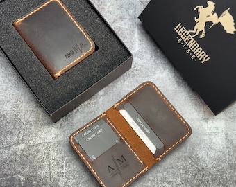 The Troy Slim Wallet, Small Front Pocket Wallet, Minimalist Leather Card Holder