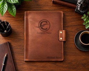 Personalized Leather Portfolio, Custom Executive Padfolio, Business Organizer, Corporate Gift, Refillable Leather Journal