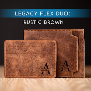 Billetera de cuero personalizada, tarjetero personalizado, billetera plegable con monograma, regalo de aniversario para él, regalo de cumpleaños para esposo