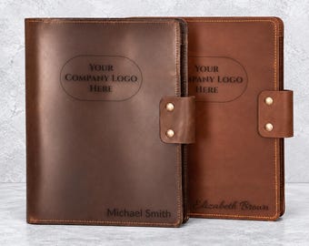 Personalized Leather Portfolio, Custom Padfolio, Executive Business Organizer, Corporate Client Gift, Refillable Journal