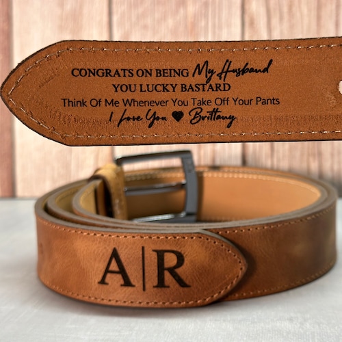 Personalized Men's Leather Belt - Custom Engraved, Concealed Carry EDC, Classic Dress Belt, Black/Brown, Multiple Sizes - View #10