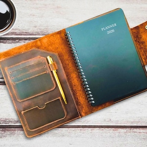 Refillable 2026 Leather Planner, Personalized Leather Journal A5 Size | Leather Organizer with Pen | Jan 2026 - Dec 2026 Dated Planner